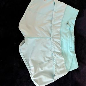 Lululemon Ladies Speed Shorts Sz 2 Tiffany Blue/Light Aqua